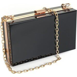 WJCD Women Clear Purse Acrylic Box Clutch Handbag, Small Transparent Crossbody